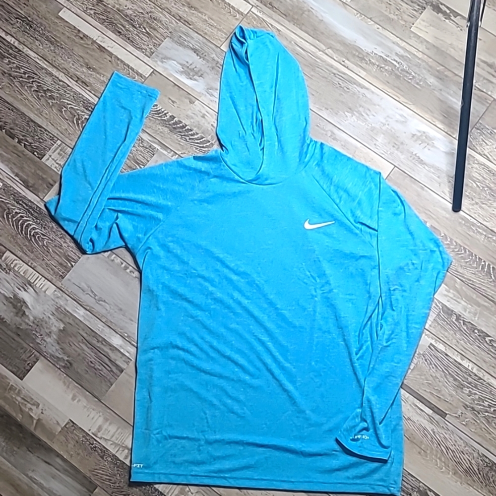 NWT Large Mens Aqua Nike Swim Thin Hoodie UPF 40